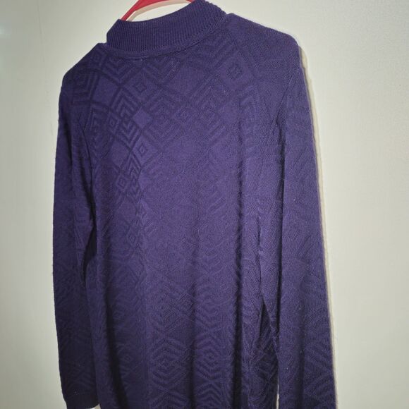 Alfred Dunner Vintage Purple Knit Sweater Small Diamond Mock Neck LS 100%Acrylic - Picture 5 of 8